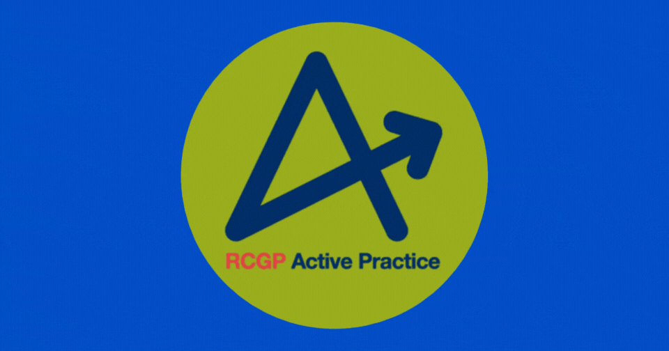 a spinning lime green circle overlayed with the active pratice logo in blue