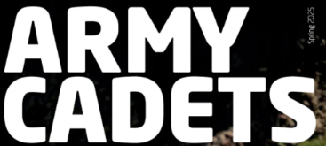 text logo comprising of Army Cadets in white on black background