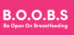 Text logo comprising of B.O.O.B.S written in white on pink background