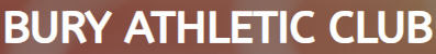 text logo for Bury Athletic club in white on brown background