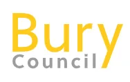 The logo of Bury Council with the word 'Bury' in yellow and 'Council' in gray.