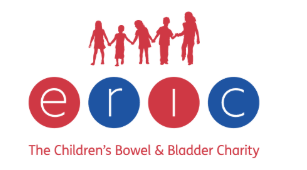 logo with eric in red and blue circles with silhouettes of red people holding hands on white background