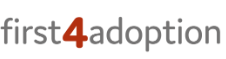 Logo for 'first4adoption' in gray and red text