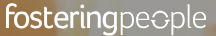 text logo comprising of 'fostering people' in white lettering on coloured background
