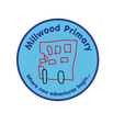 millwood school logo comprising of school name in blue with child's drawing of a bus in a blue circle