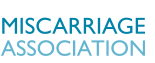 text logo incorporating 'Miscarriage Association ' in blue on white background