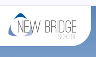 text logo with New bridge school in Grey on white background