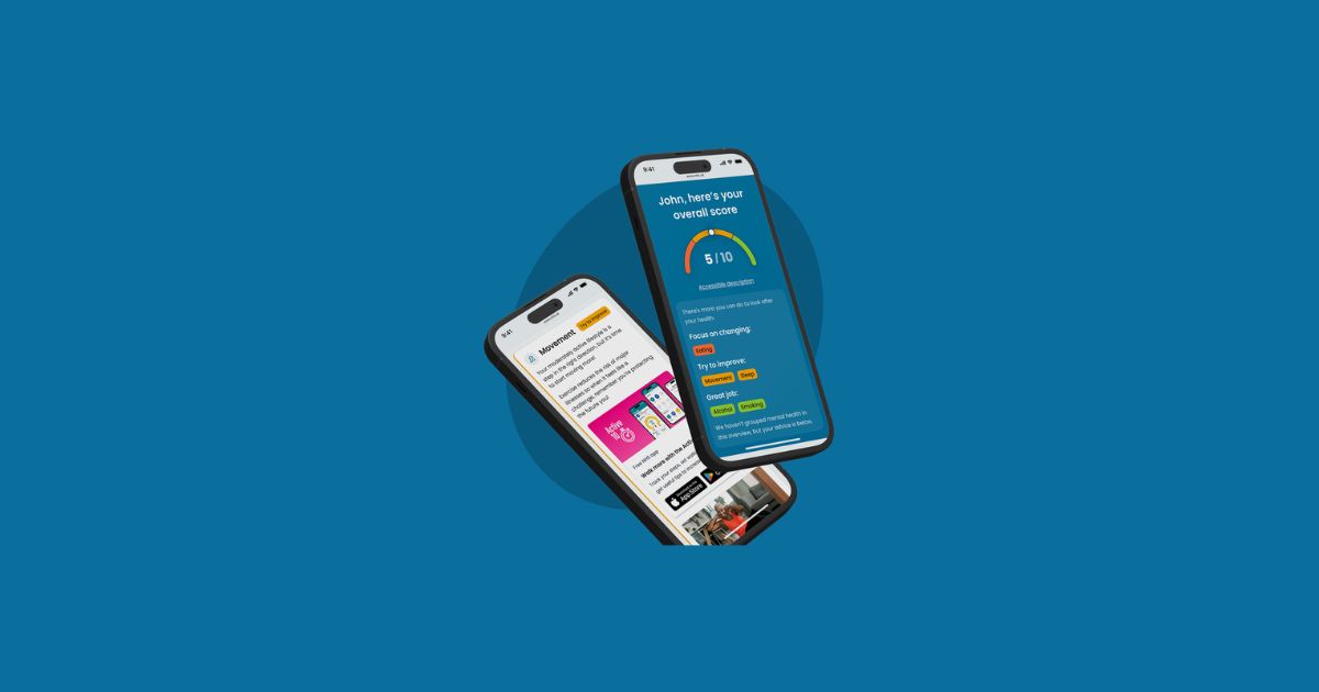 two smart phones with NHS healthy choices quiz on screen