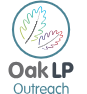 Oak LP logo consisting of circle with leaves in with Oak LP written in black