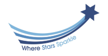 pike fold primary logo comprising of blue shooting star with where stars sparkle