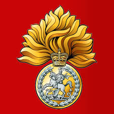 insignia of royal regiment of fusiliers on red background