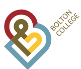 logo comprising of B in different colours with Bolton College in green on white background