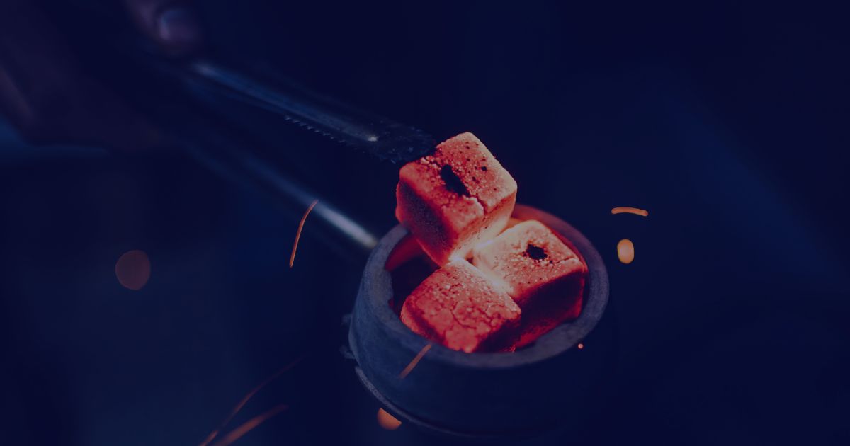 Shisha burning, and glowing orange