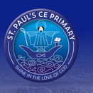 st pauls school name in white encircling a boat on waves