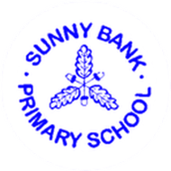 sunny bank primary school in blue in side white circle