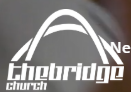 Text logo of the Bridge Church in white on gray background
