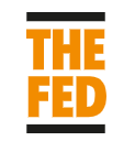 logo for the FED comprising of writing in yellow on white background