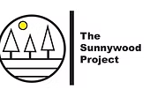 the sunnywood project logo of trees in circle on white background