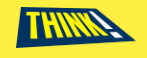 Text logo of Think in yellow writing on blue background