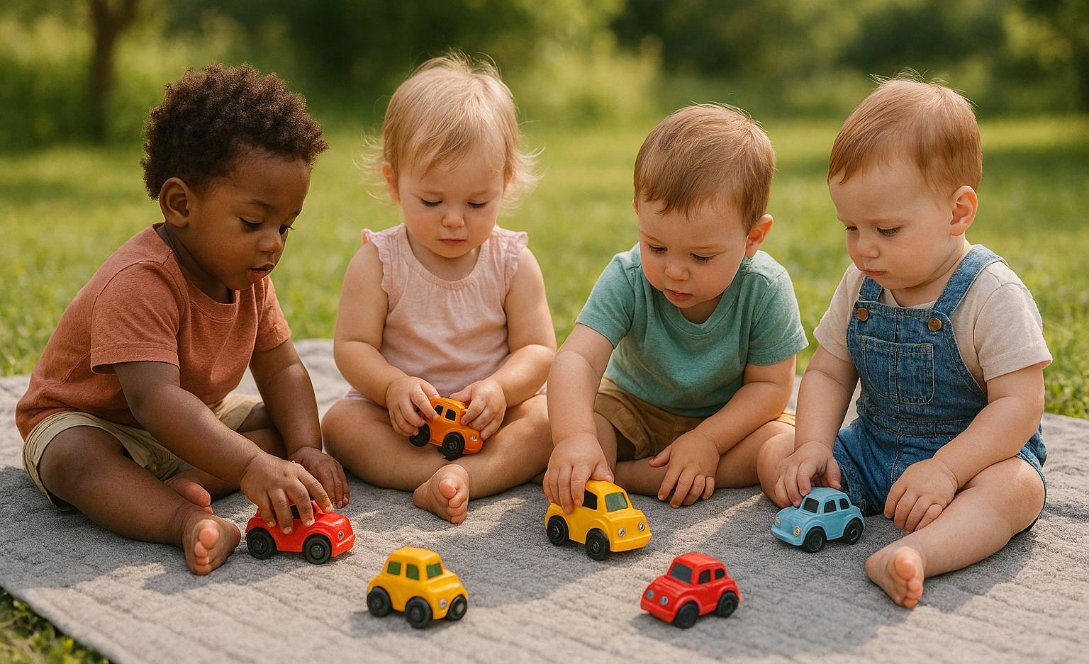 toddlers playing with cars